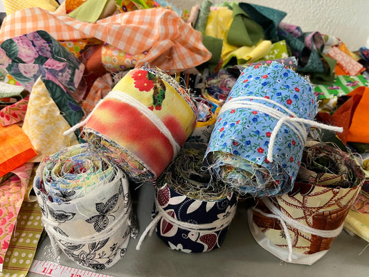 Chubby Cotton Fabric Strip Bundles Quilting & Crafting (30 scrappy strips)