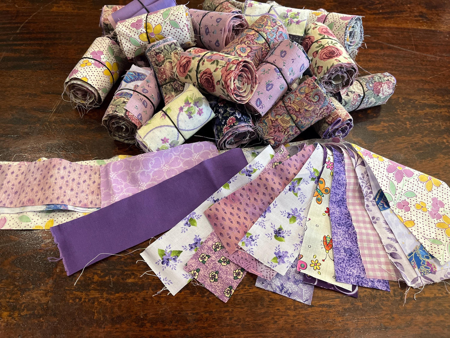 PURPLE Cotton Fabric Strip Bundles Quilting & Crafting Scraps (15 strips) PURPLE combo