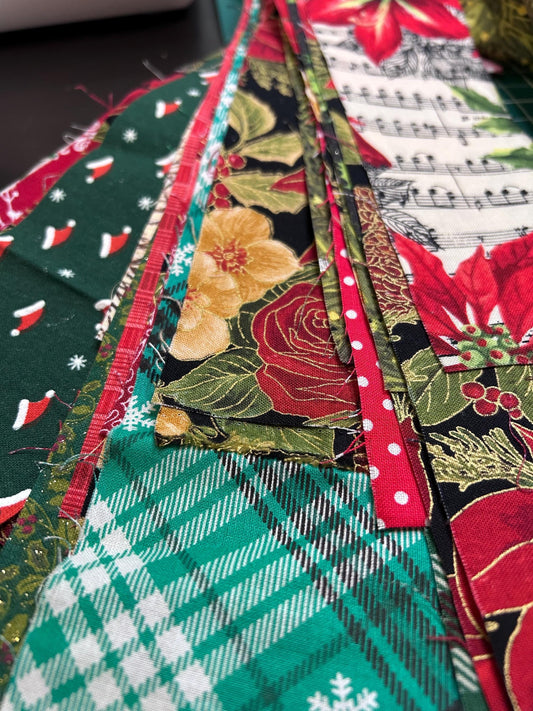 Christmas / Holiday Chubby Cotton Fabric Strip Bundles Quilting & Crafting (30 scrappy strips)