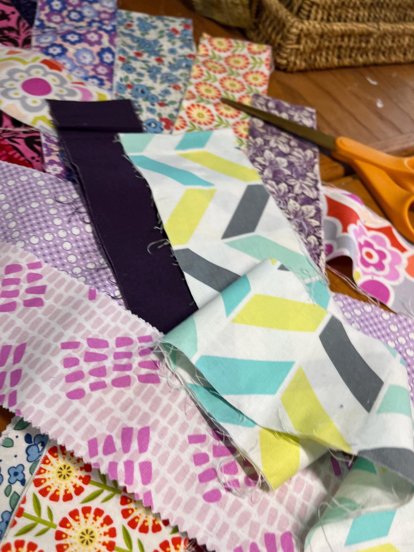 Assorted Cotton Fabric Strip Bundles Quilting & Crafting (12 scrappy strips)