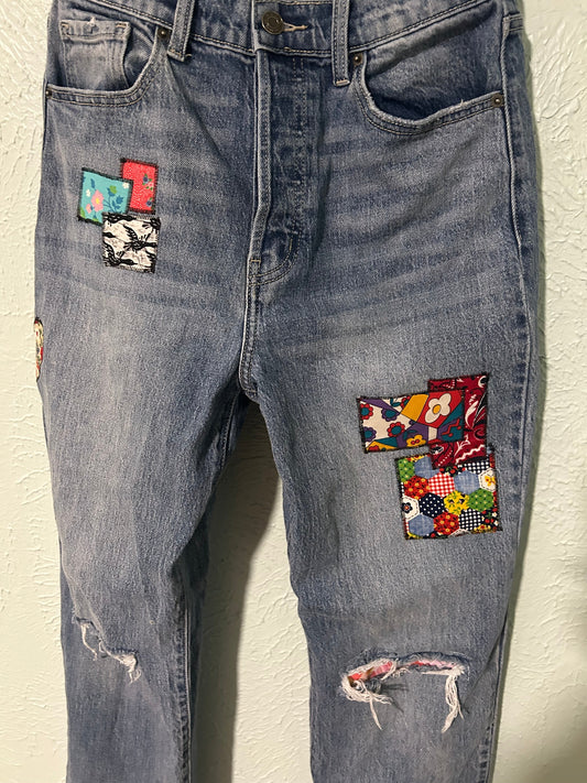 How I Upcycled Thrift Store Jeans with Fabric Patch Appliqué