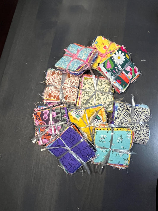 2.5" Squares Scrappy Cotton Fabric Bundles of 50 / Eco-friendly fabric