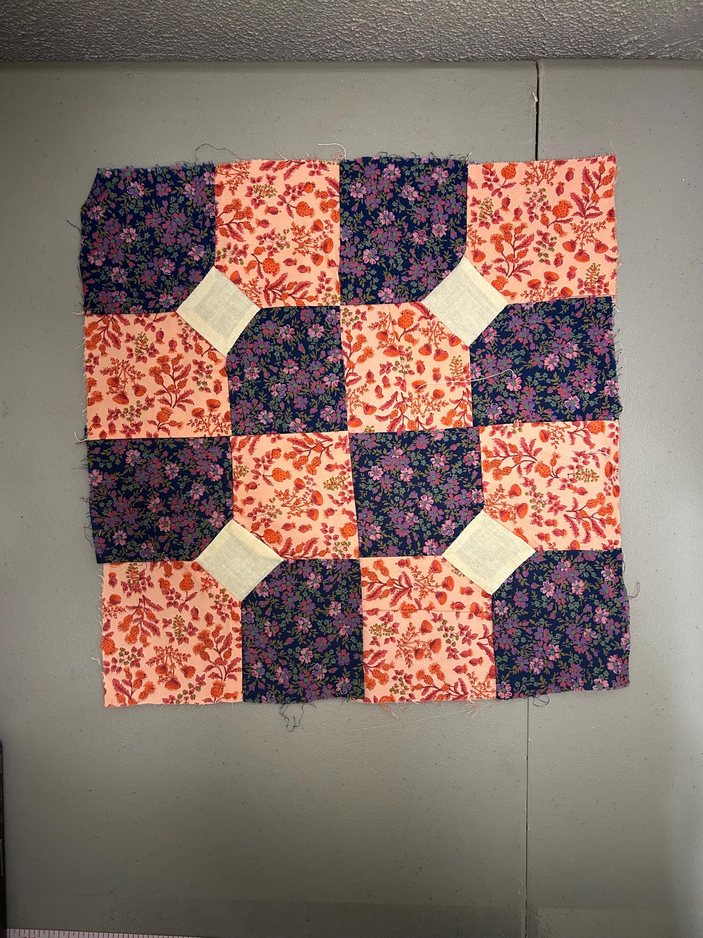 Vintage  Fabric “Bow tie” Quilt Blocks bundle of 4: approx. 13” x 13”