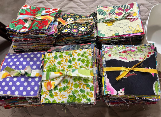 3.5" Squares Vintage Cotton Fabric Bundles of 25