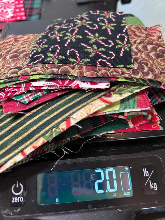 Christmas Holiday Cotton Fabric Scraps 2 oz. Quilting & Crafting Scrappy Bundle