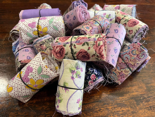 PURPLE Cotton Fabric Strip Bundles Quilting & Crafting  (approx 15 scrappy strips)