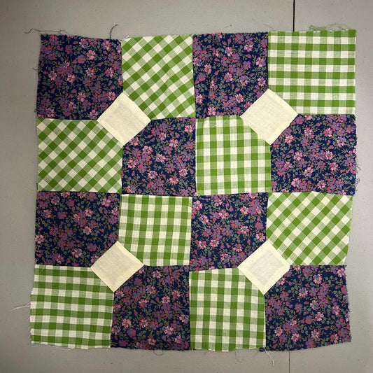 Vintage  Fabric “Bow tie” Quilt Blocks bundle of 4: approx. 13” x 13”